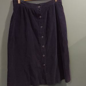 Vintage Millay navy blue corduroy full button-down skirt Size 16
